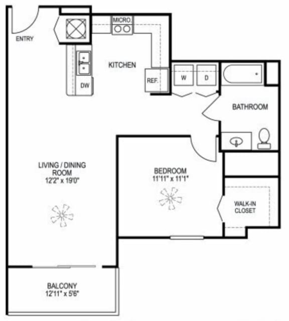 One Bedroom Floor Plan at West Brickell View Senior Apartments in Miami, FL