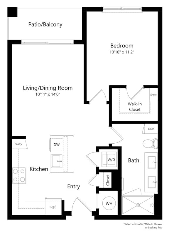 One Bedroom Floor Plan at Ivy Heights Apartments in Austin, TX