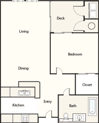 a floor plan of a house with a kitchen and a living room