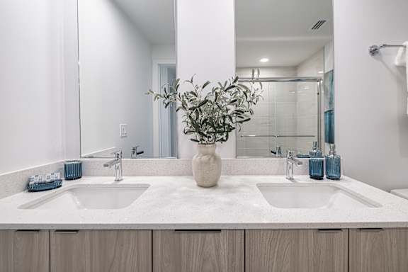 Bathroom with Two Sink at The Palmeri Residences, Naples, Florida