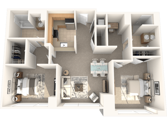 Floor Plan  2 Bed 2 Bath 1070 SF Floor Plan at Residences at Manchester Place, Manchester