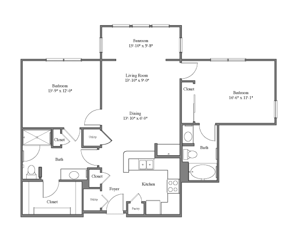 Northpark Floor Plan with 2 Bed 2 Bath at Emblem Alpharetta Apartments, Alpharetta