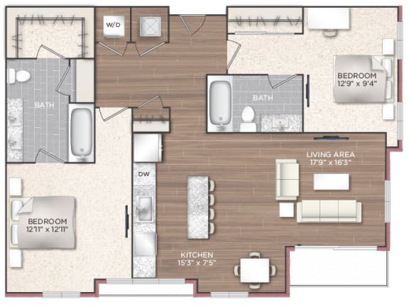 2J Floor Plan at 511 Meeting, Charleston, South Carolina
