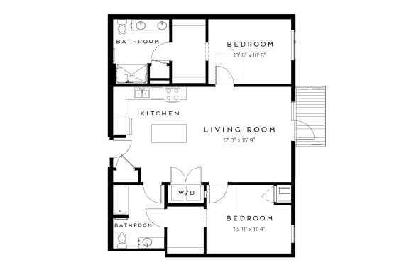 a floor plan of a house with a living room and a kitchen