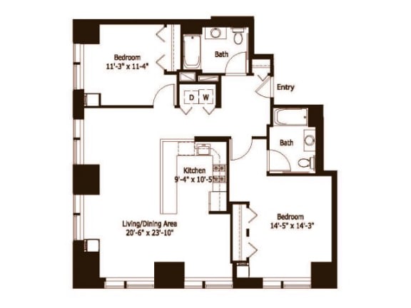 Mortenson Floor Plan at Hartford 21, Connecticut, 06103