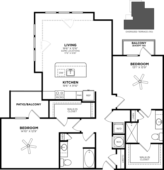 a floor plan of a home with a kitchen and a living room