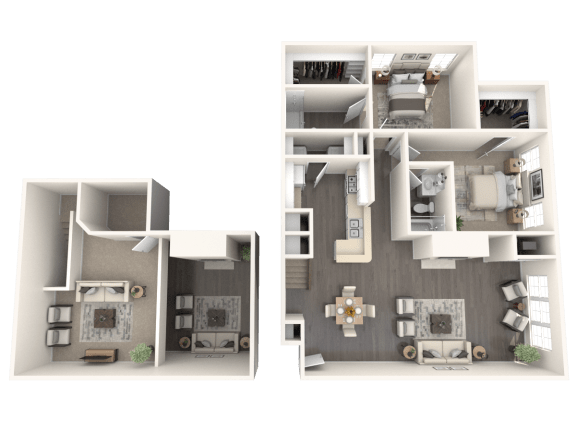 a floor plan of an apartment with a bedroom and a living room