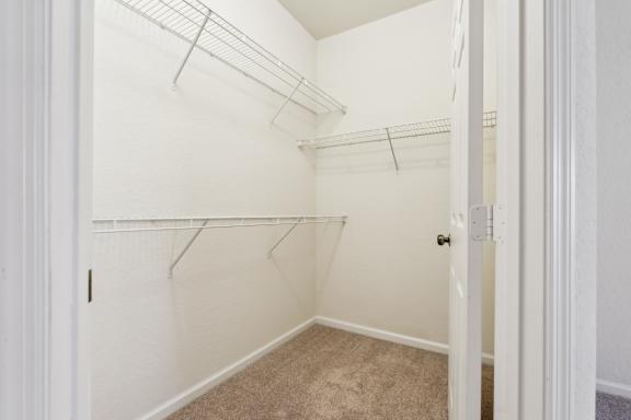 Spacious walk in closets at the Ballantrae Apartments in Florida
