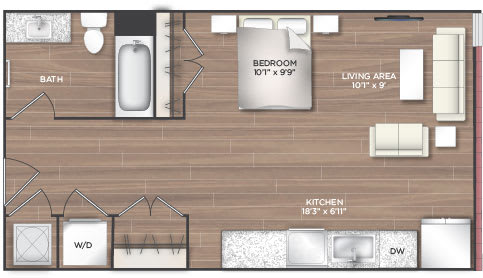 Studio K Floor Plan at 511 Meeting, Charleston, SC