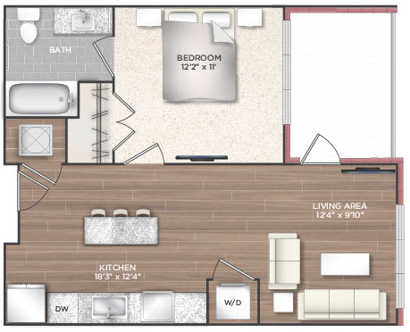 1W Floor Plan at 511 Meeting, Charleston, SC, 29403