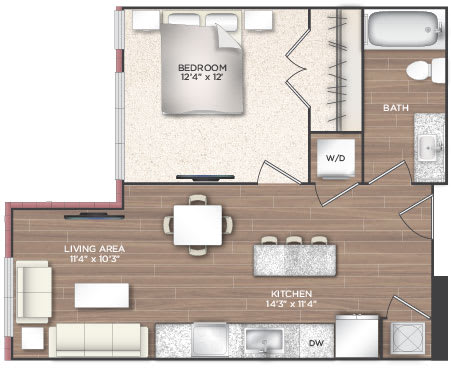 1X Floor Plan at 511 Meeting, Charleston, SC, 29403