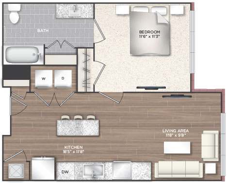1Q-A Floor Plan at 511 Meeting, Charleston, South Carolina