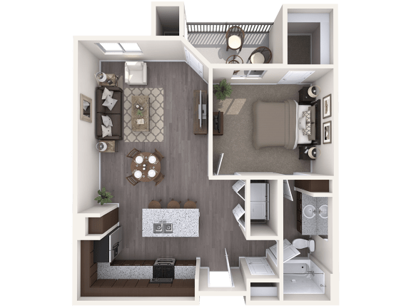 Floor Plan  a floor plan of a 1 bedroom apartment at the avenues of north decatur