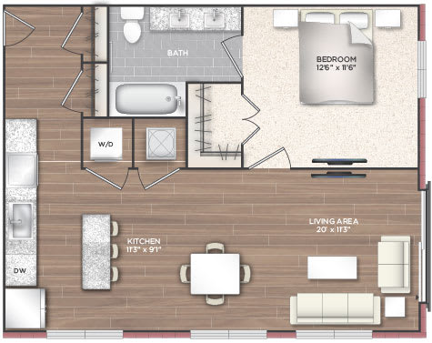 1R Floor Plan at 511 Meeting, Charleston