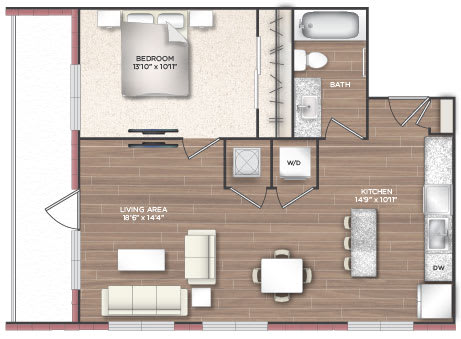 1M Floor Plan at 511 Meeting, Charleston