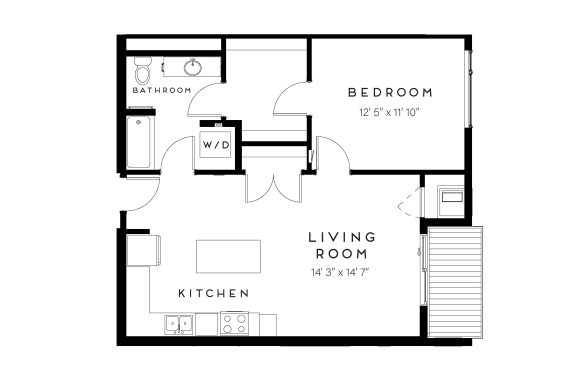 a floor plan of a one bedroom apartment
