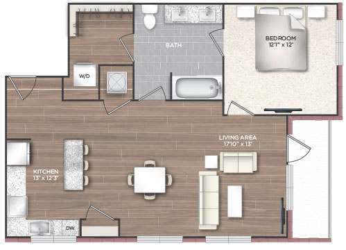 1P Floor Plan at 511 Meeting, South Carolina, 29403