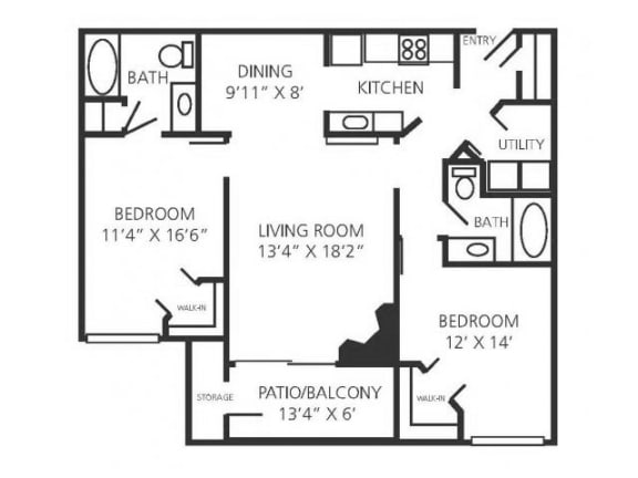 Emerald Deluxe 2 Floor Plan at Stonelake at the Arboretum, Austin, Texas