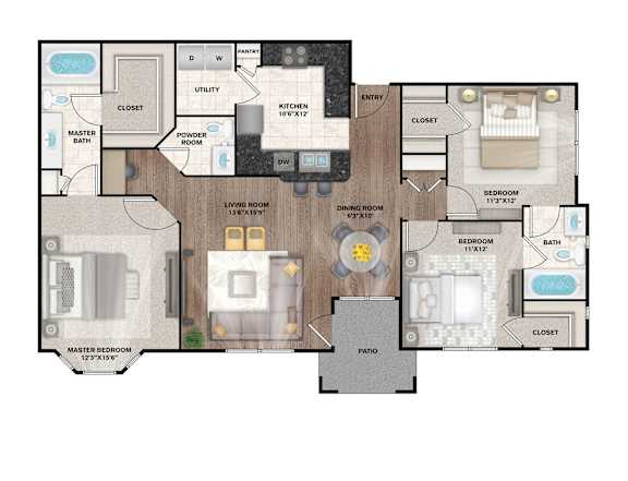 C2 Floor Plan  at Flats on Chapel, Texas