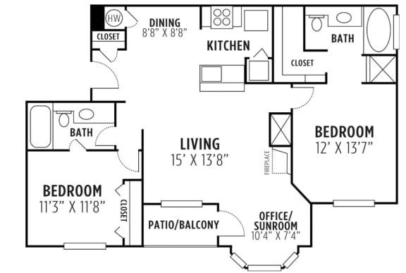 two bedroom floor plan in Lithia Springs, GA