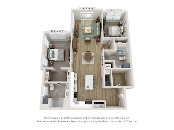 B4 Floor Plan | 1,214 Sq. Ft. at Edgebrook Residences, Merrimack