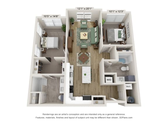 B6 Floor Plan | 1,072 Sq. Ft. at Edgebrook Residences, Merrimack, 03054