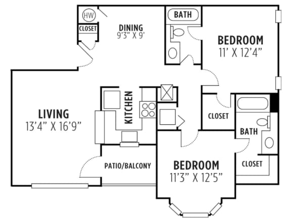 two bedroom floor plan in Lithia Springs, GA