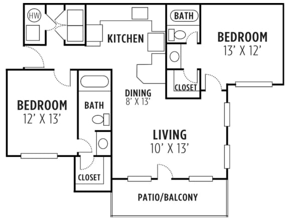 a floor plan of a home with bedrooms and bathrooms