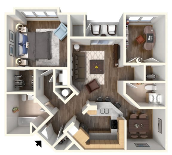 a floor plan of a one bedroom apartment