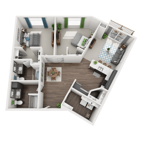 Floor Plan  a 3d floor plan of a house with a bedroom and a living room
