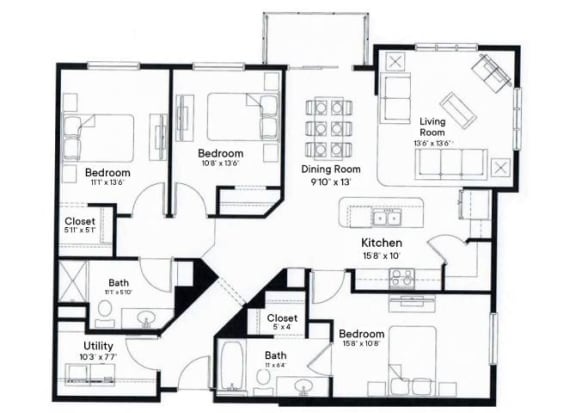 a floor plan of a house with bedrooms and bathrooms