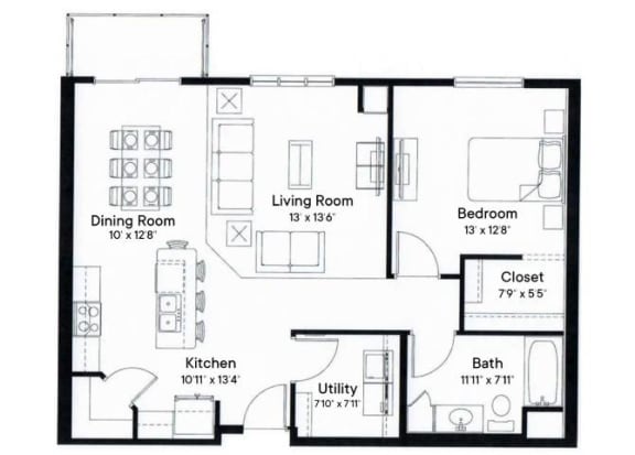 the floor plan of a small house with bedrooms and a living room