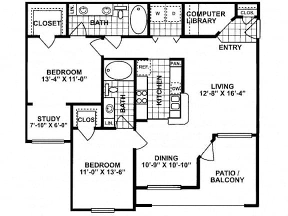 floor plan of the second level of a house with bedrooms and a living room