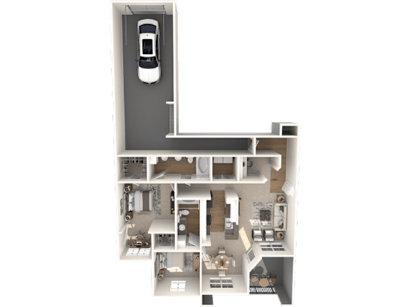 a 3d rendering of a floor plan of a house