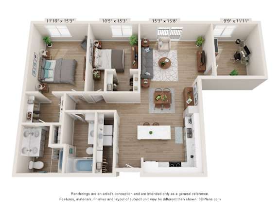 G1 Floor Plan at SoRoc On Maine, Rochester