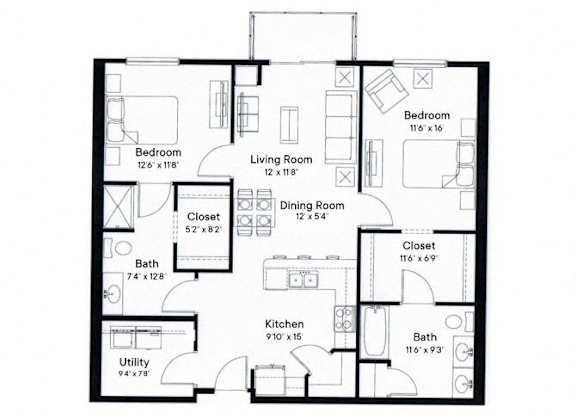Greystone Floor Plan at SoRoc On Maine, Rochester Minnesota