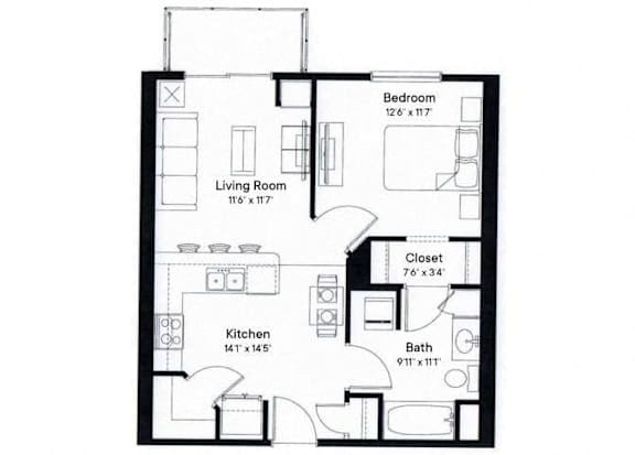 Elmcroft Floor Plan at SoRoc On Maine, Minnesota, 55904