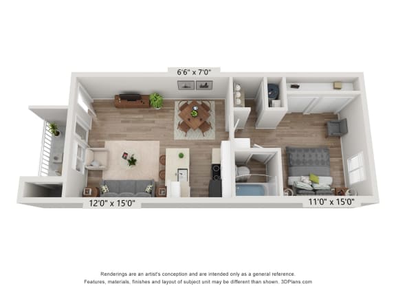 Alamo one bedroom floor plan in Tucson, AZ