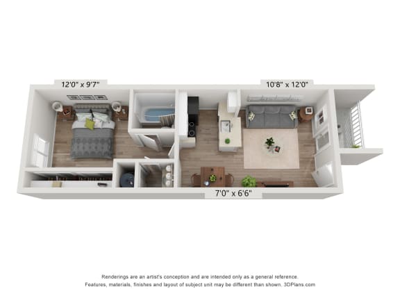 Dove one bedroom floor plan at Promontory