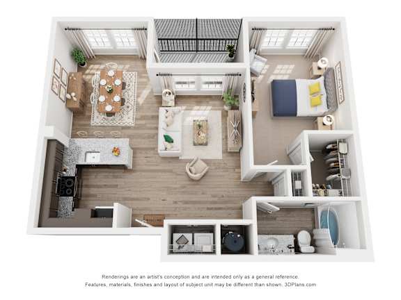 Floor Plan  1 bed 1 bath Padgett Floor Plan at Village at Terra Bella Apartments, Land O' Lakes, 34639