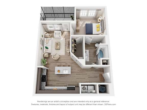 Floor Plan  1 bed 1 bath Vienna Floor Plan
