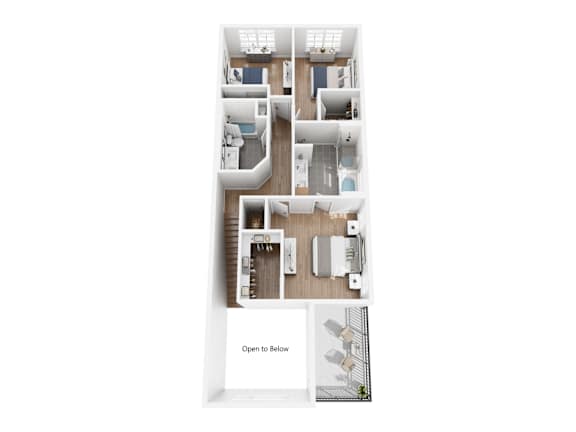 A diagram of a house with the text "Open to Below" at the bottom.