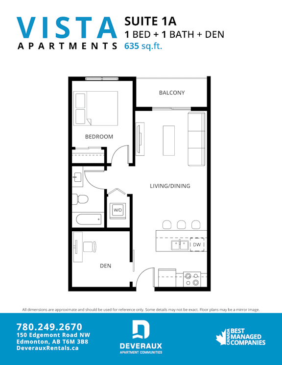 1a Floor Plan at Vista Apartments at Edgemont, Edmonton, AB