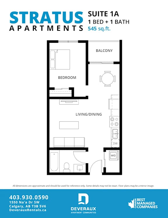 A floor plan for a suite with a bed and bath.