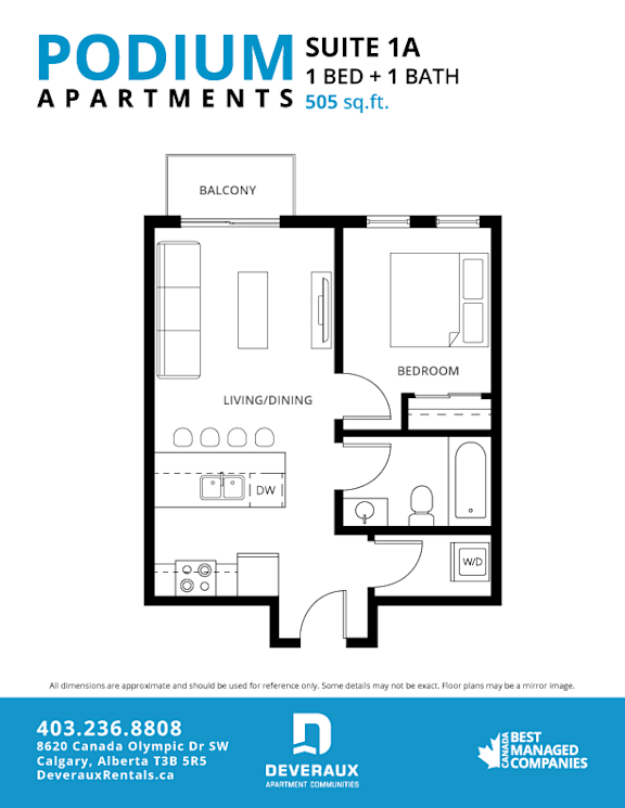 Suite 1A Floor Plan at Podium Apartments, Calgary, Alberta