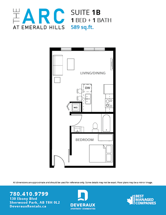 a floor plan of a 1 bedroom apartment