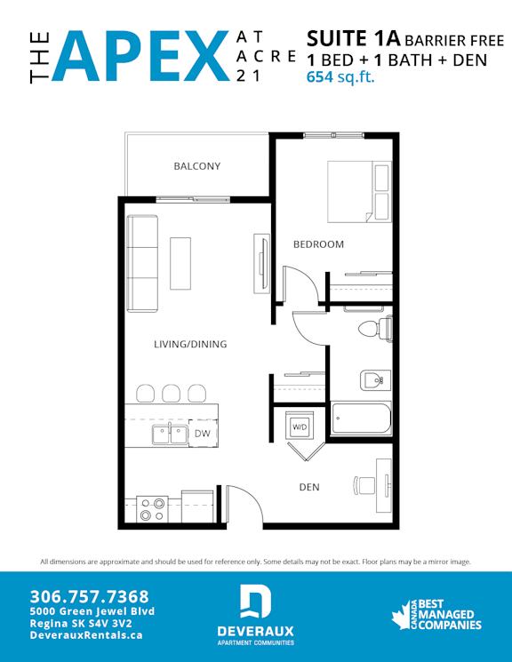 A floor plan for a suite at The Apex apartment complex.