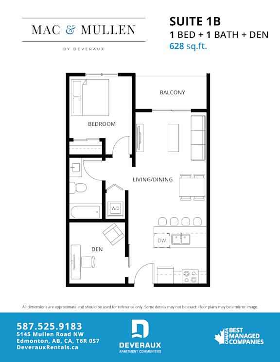 A floor plan for a suite at Mac & Mullen by Deveraux.