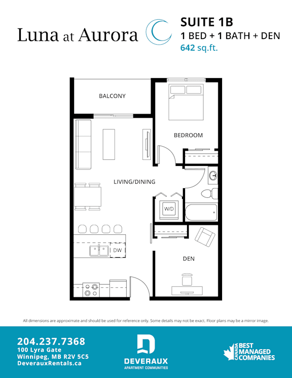 a floor plan of a 1 bedroom unit at unit 13