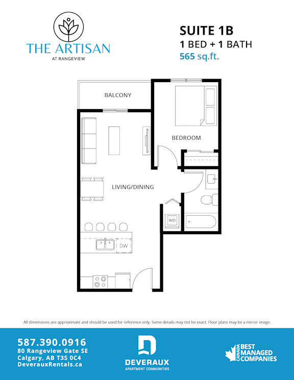 Suite 1B Floor Plan at The Artisan at Rangeview, Calgary, Alberta